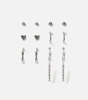 Freedom Jewellery Freedom 6 Pack Silver Heart Stud and Hoop Earrings